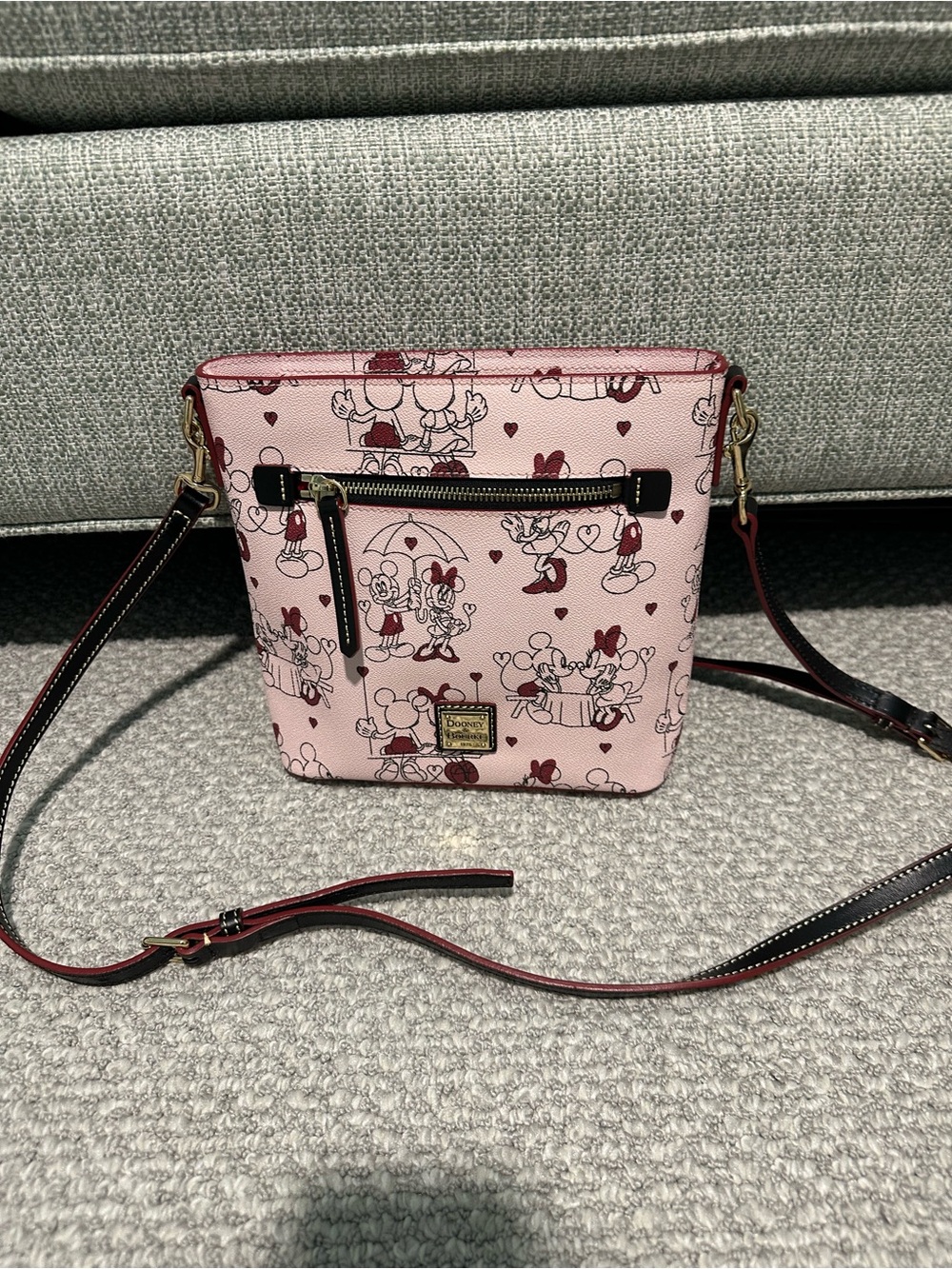Dooney & Bourke Pink Minnie Mouse Crossbody with Maroon Trim